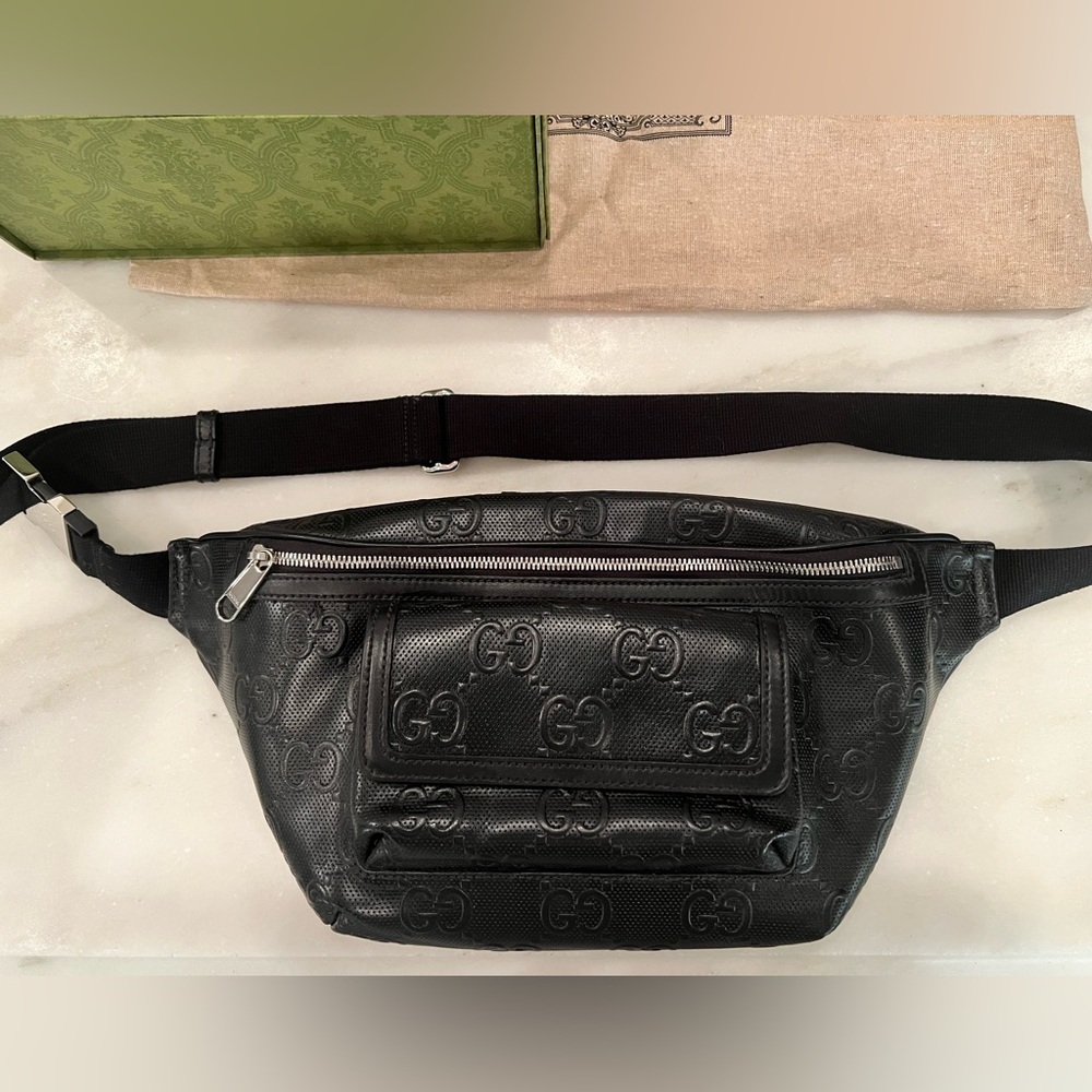 Barely Used Gucci Leather Embossed Belt Bag. - Picture 2 of 10